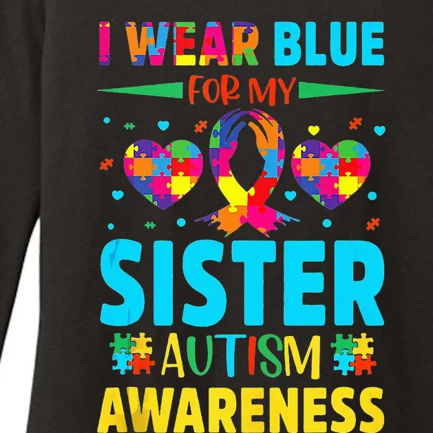 I Wear Blue For My Sister Autism Awareness Womens CVC Long Sleeve Shirt