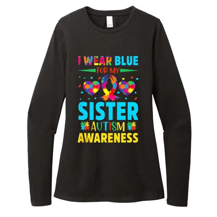 I Wear Blue For My Sister Autism Awareness Womens CVC Long Sleeve Shirt