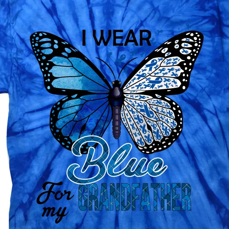 I Wear Blue For Grandfather Colon Cancer Awareness Gift Tie-Dye T-Shirt