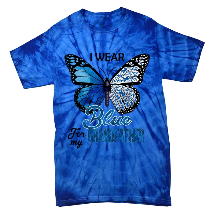 I Wear Blue For Grandfather Colon Cancer Awareness Gift Tie-Dye T-Shirt