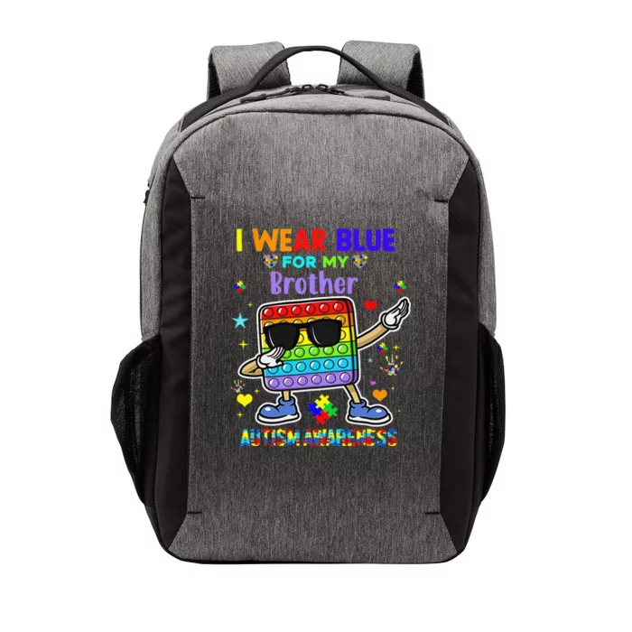 I Wear Blue For My Brother Autism Awareness Month Pop It Dab Vector Backpack