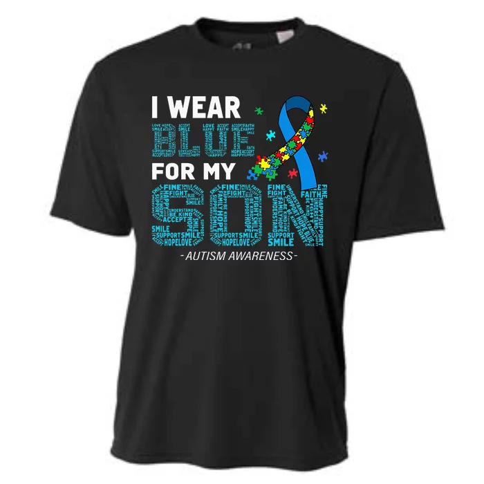 I Wear Blue For My Son Autism Awareness Month Mom Dad Cooling Performance Crew T-Shirt