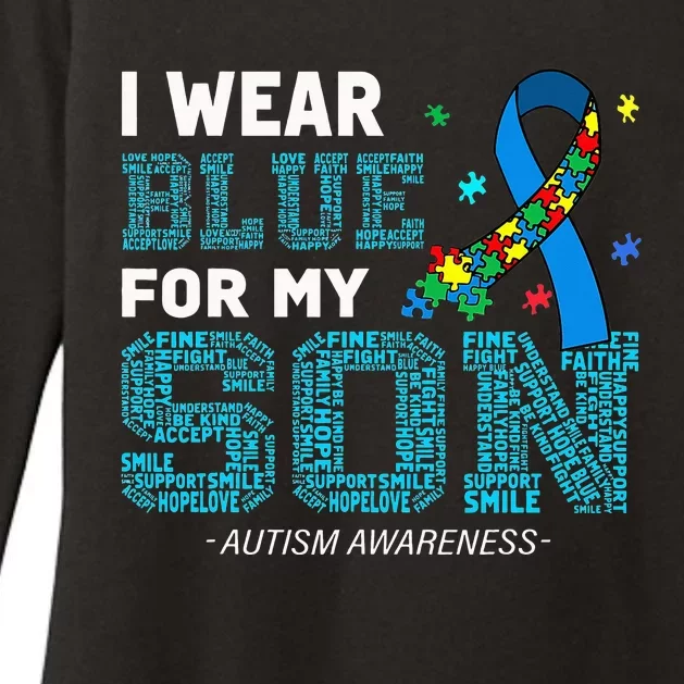 I Wear Blue For My Son Autism Awareness Month Mom Dad Womens CVC Long Sleeve Shirt