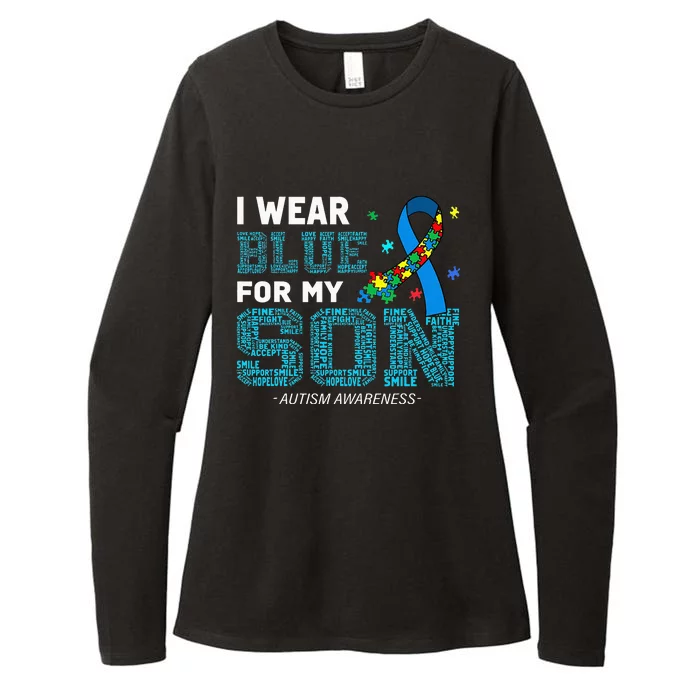 I Wear Blue For My Son Autism Awareness Month Mom Dad Womens CVC Long Sleeve Shirt