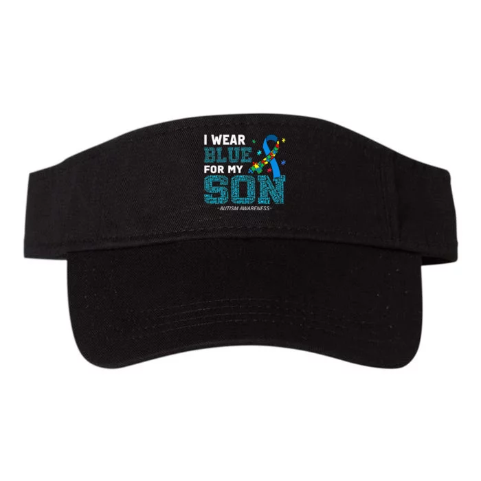 I Wear Blue For My Son Autism Awareness Month Mom Dad Valucap Bio-Washed Visor