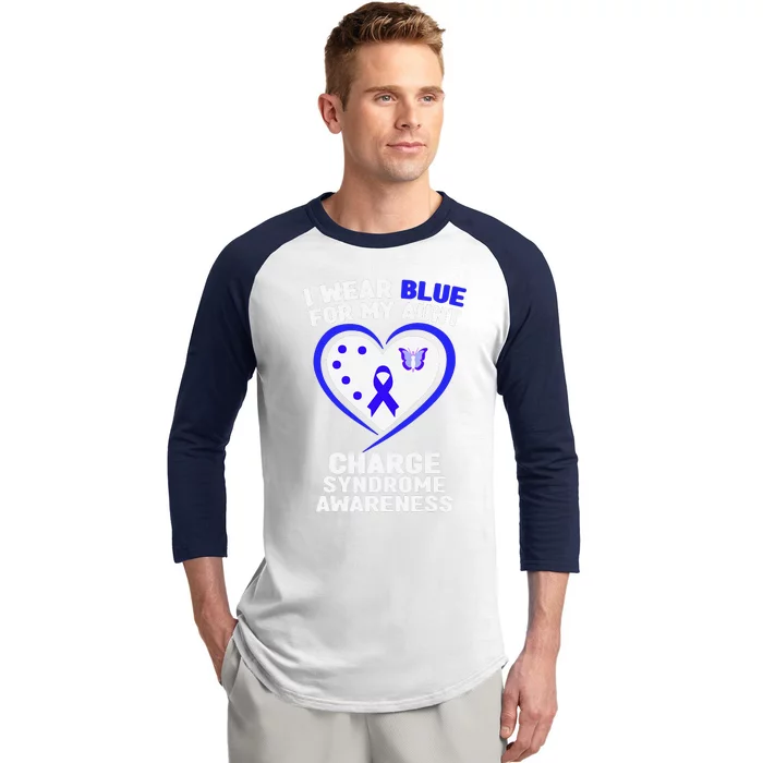 I Wear Blue For My Aunt Charge Syndrome Awareness Baseball Sleeve Shirt