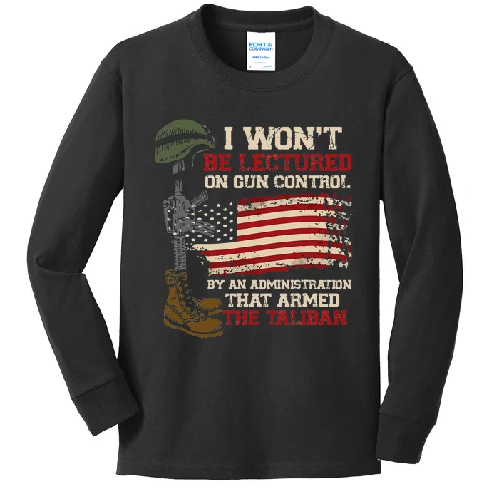 I Won't Be Lectured On Gun Control By An Administration Kids Long Sleeve Shirt