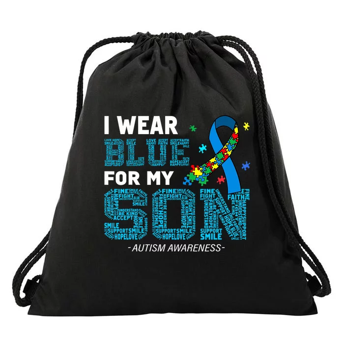 I Wear Blue For My Son Autism Awareness Month Drawstring Bag