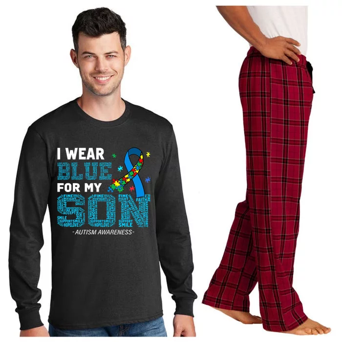 I Wear Blue For My Son Autism Awareness Month Long Sleeve Pajama Set