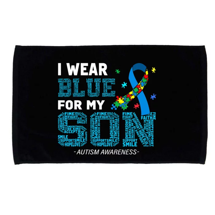 I Wear Blue For My Son Autism Awareness Month Microfiber Hand Towel