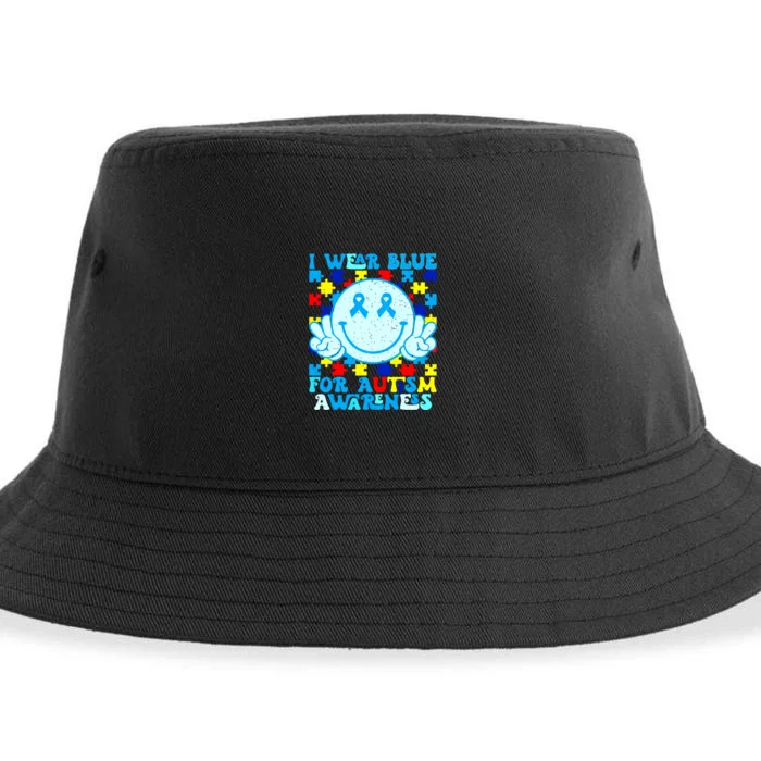 I Wear Blue For Autism Awareness Month Autism Sustainable Bucket Hat