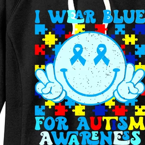 I Wear Blue For Autism Awareness Month Autism Women's Fleece Hoodie