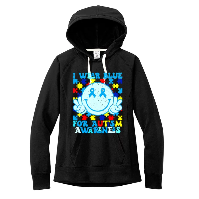 I Wear Blue For Autism Awareness Month Autism Women's Fleece Hoodie