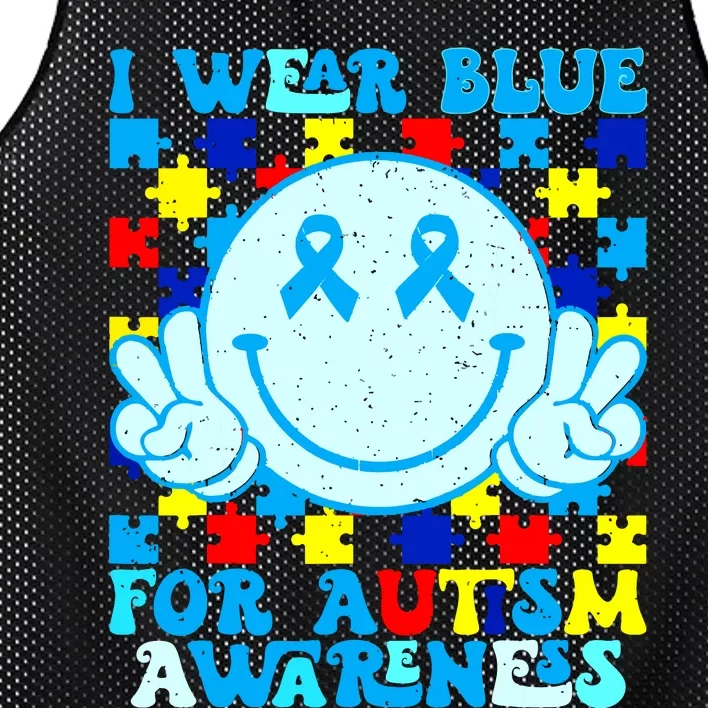 I Wear Blue For Autism Awareness Month Autism Mesh Reversible Basketball Jersey Tank