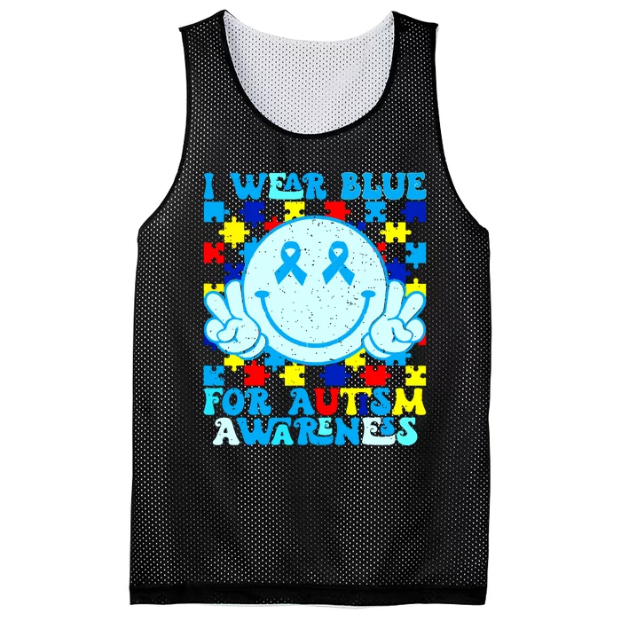 I Wear Blue For Autism Awareness Month Autism Mesh Reversible Basketball Jersey Tank