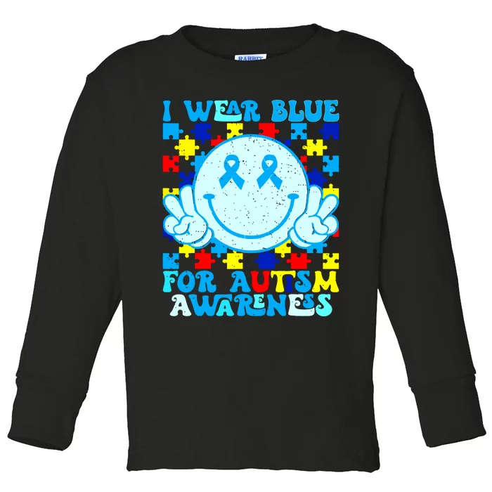 I Wear Blue For Autism Awareness Month Autism Toddler Long Sleeve Shirt