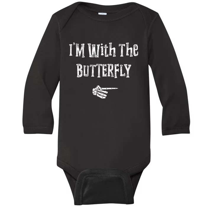 IM With Butterfly Halloween Costume Funny Couples Matching Baby Long Sleeve Bodysuit