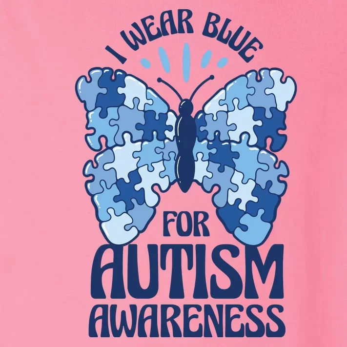 I Wear Blue For Autism Awareness Butterfly Toddler Long Sleeve Shirt