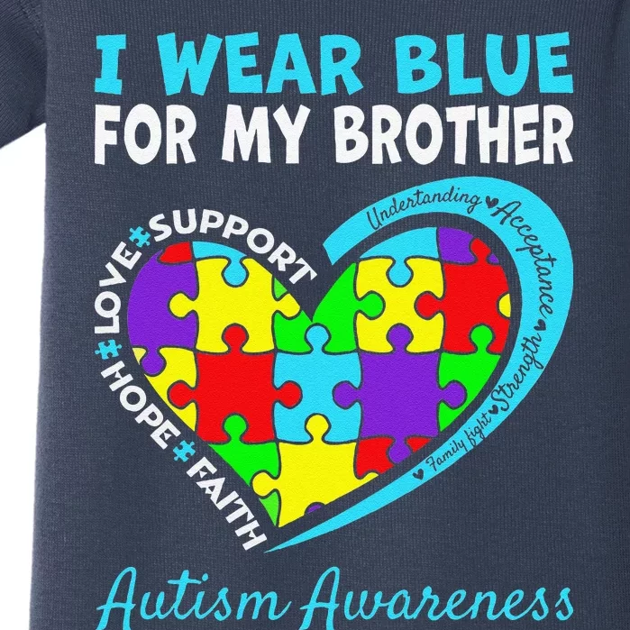 I Wear Blue For My Brother Autism Awareness Day Mom Dad Baby Bodysuit