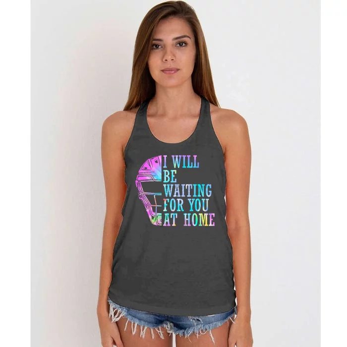 I Will Be Waiting For You At Home Softball Catcher Women's Knotted Racerback Tank