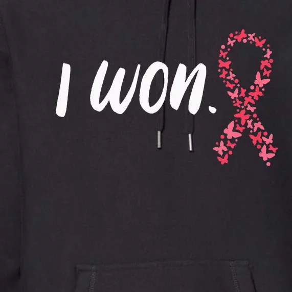 I Won Breast Cancer Awareness Support Pink Ribbon Survivor Premium Hoodie