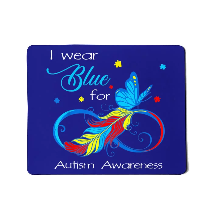 I Wear Blue for Autism Awareness Month  Wo Kid Shirt Mousepad