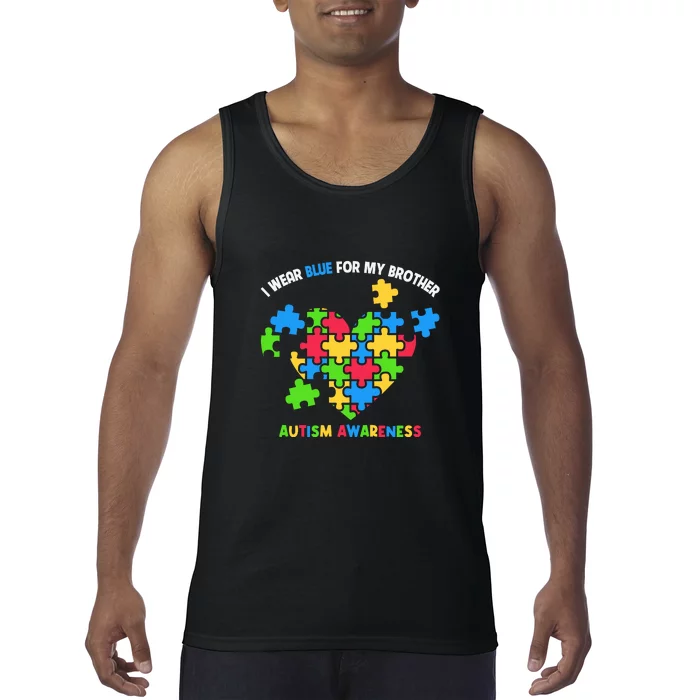 I Wear Blue For My Brother Family Matching Autism Awareness Tank Top