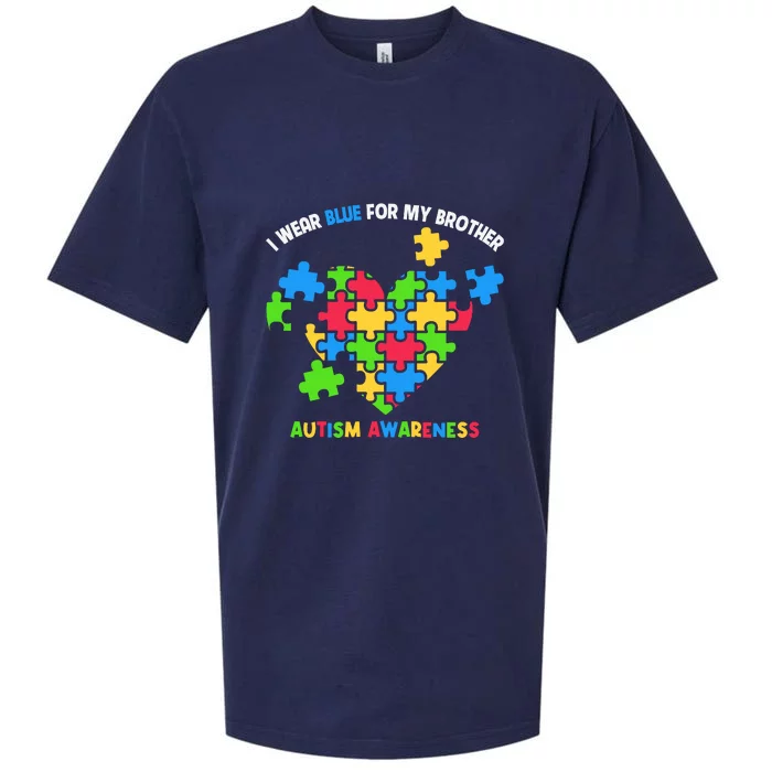 I Wear Blue For My Brother Family Matching Autism Awareness Sueded Cloud Jersey T-Shirt