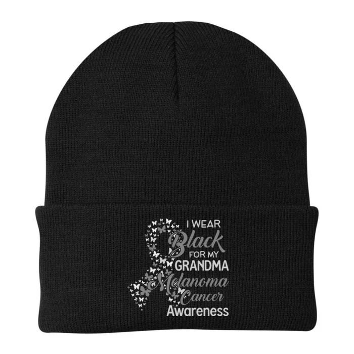 I Wear Black For My Grandma Melanoma Cancer Awareness Knit Cap Winter Beanie