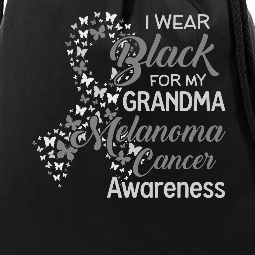 I Wear Black For My Grandma Melanoma Cancer Awareness Drawstring Bag