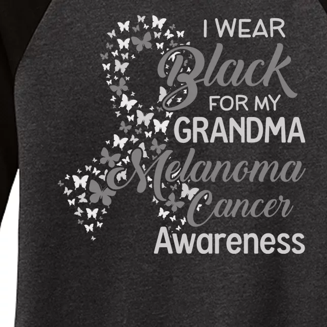 I Wear Black For My Grandma Melanoma Cancer Awareness Women's Tri-Blend 3/4-Sleeve Raglan Shirt