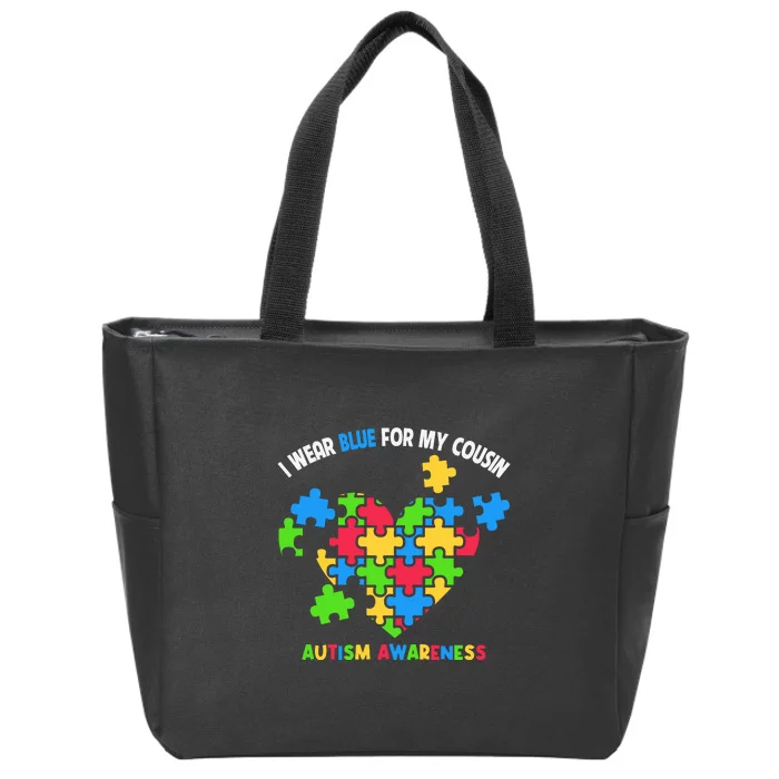 I Wear Blue For My Cousin Family Matching Autism Awareness Zip Tote Bag