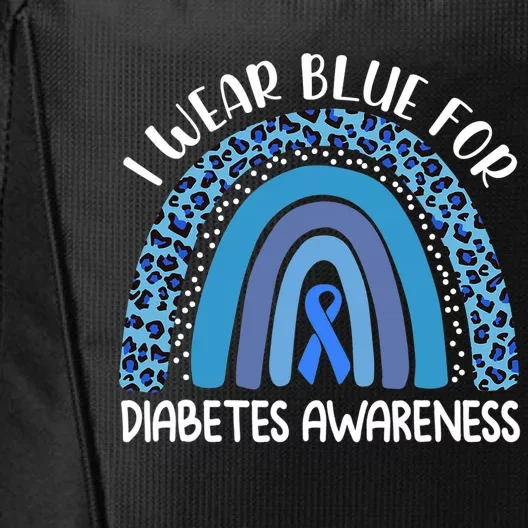 I Wear Blue For Diabetes Awareness Support Rainbow Leopard City Backpack