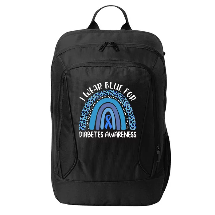 I Wear Blue For Diabetes Awareness Support Rainbow Leopard City Backpack