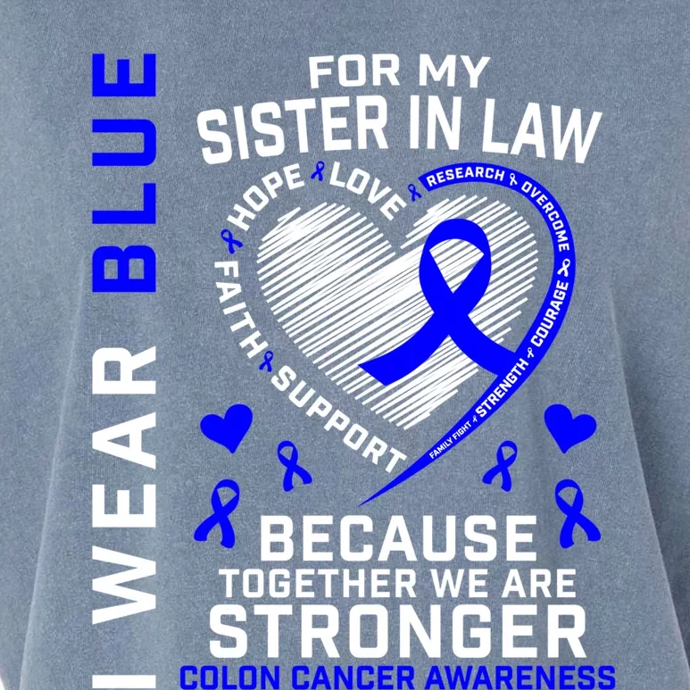 I Wear Blue For My Sister In Law Colon Cancer Awareness Gift Garment-Dyed Women's Muscle Tee