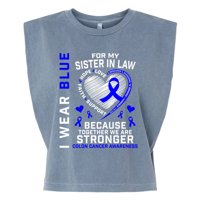 I Wear Blue For My Sister In Law Colon Cancer Awareness Gift Garment-Dyed Women's Muscle Tee