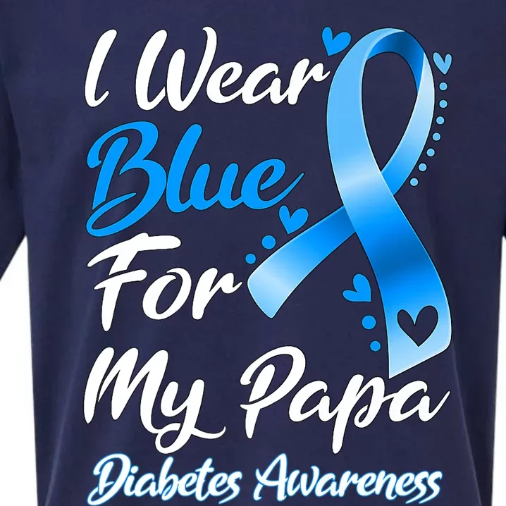 I Wear Blue For My Papa Diabetes Awareness Ribbon Sueded Cloud Jersey T-Shirt