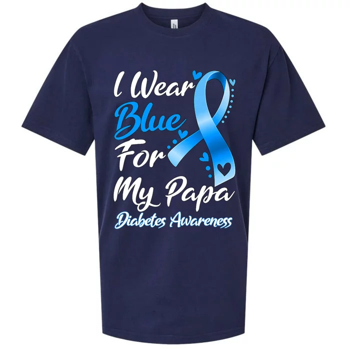 I Wear Blue For My Papa Diabetes Awareness Ribbon Sueded Cloud Jersey T-Shirt