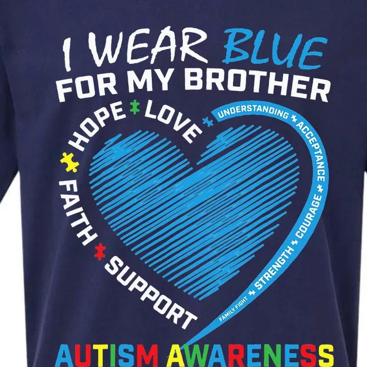 I Wear Blue For My Brother Autism Awareness Sueded Cloud Jersey T-Shirt