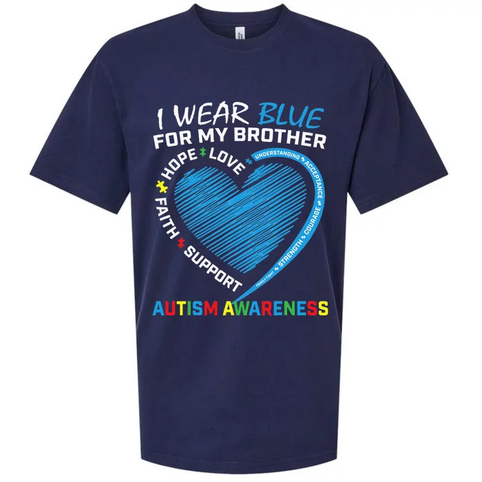 I Wear Blue For My Brother Autism Awareness Sueded Cloud Jersey T-Shirt