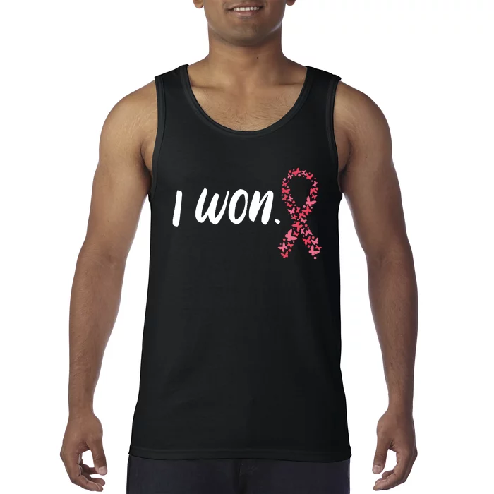 I Won Breast Cancer Awareness Support Pink Ribbon Survivor Tank Top