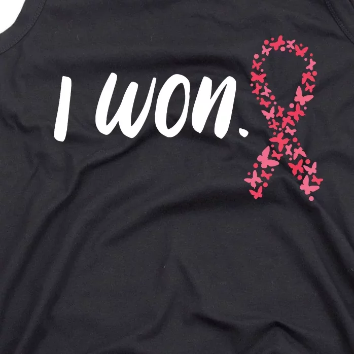 I Won Breast Cancer Awareness Support Pink Ribbon Survivor Tank Top