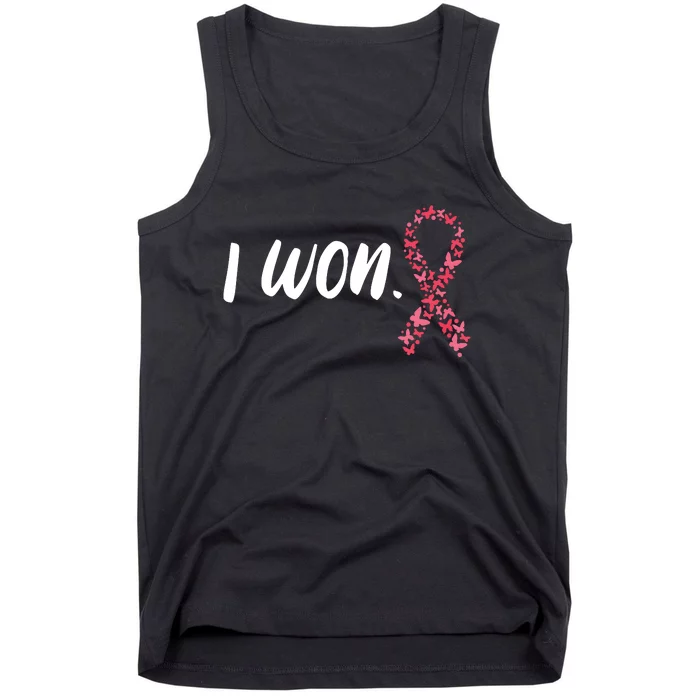 I Won Breast Cancer Awareness Support Pink Ribbon Survivor Tank Top