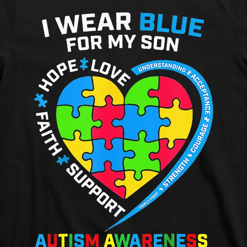 Autistic Son Mom Dad Shirts, Funny Autism Awareness Heart T-Shirt