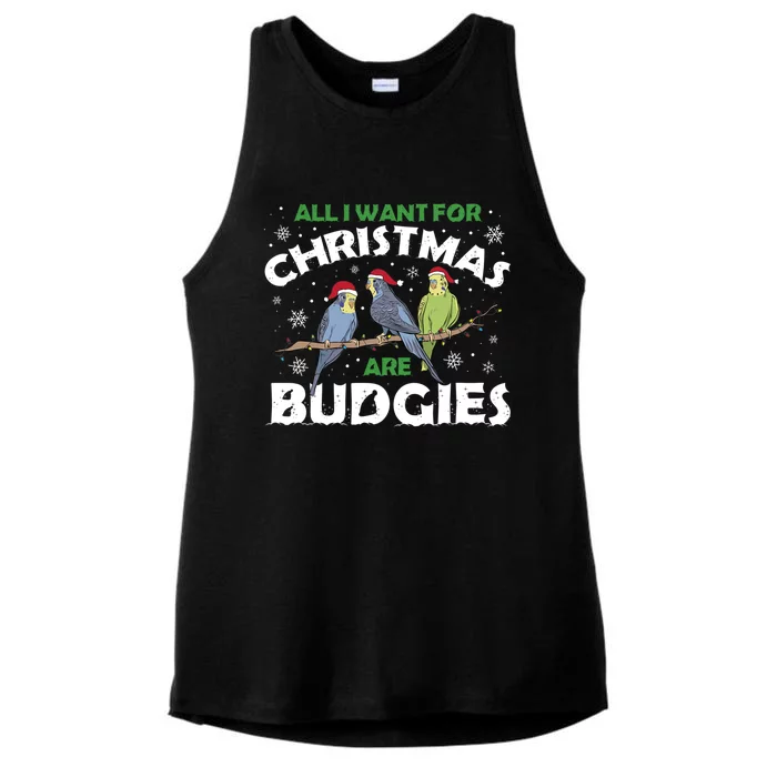 I Want Budgies For Christmas Cute Gift Ladies Tri-Blend Wicking Tank