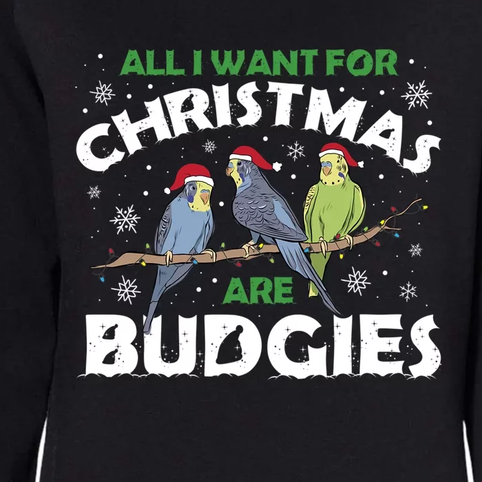 I Want Budgies For Christmas Cute Gift Womens California Wash Sweatshirt