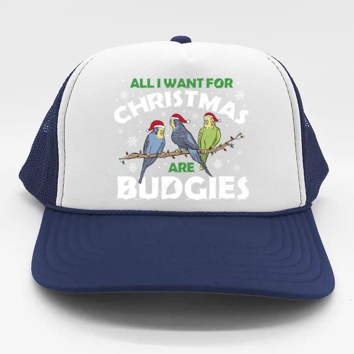 I Want Budgies For Christmas Cute Gift Trucker Hat