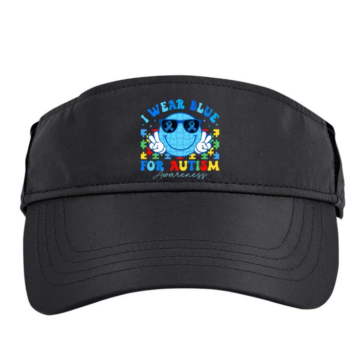 I Wear Blue For Autism Awareness Month Teacher Adult Drive Performance Visor