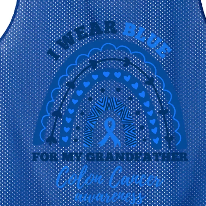 I Wear Blue For Grandfather Colon Cancer Awareness Cute Gift Mesh Reversible Basketball Jersey Tank