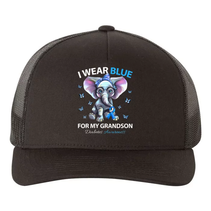 I Wear Blue For My Grandson Diabetes Awareness Elephant Yupoong Adult 5-Panel Trucker Hat